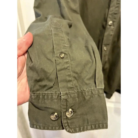 Columbia Sportswear Logo Button-Down Shirt‎ Size 2XL Green Cotton Hiking Fishing - Picture 5 of 9